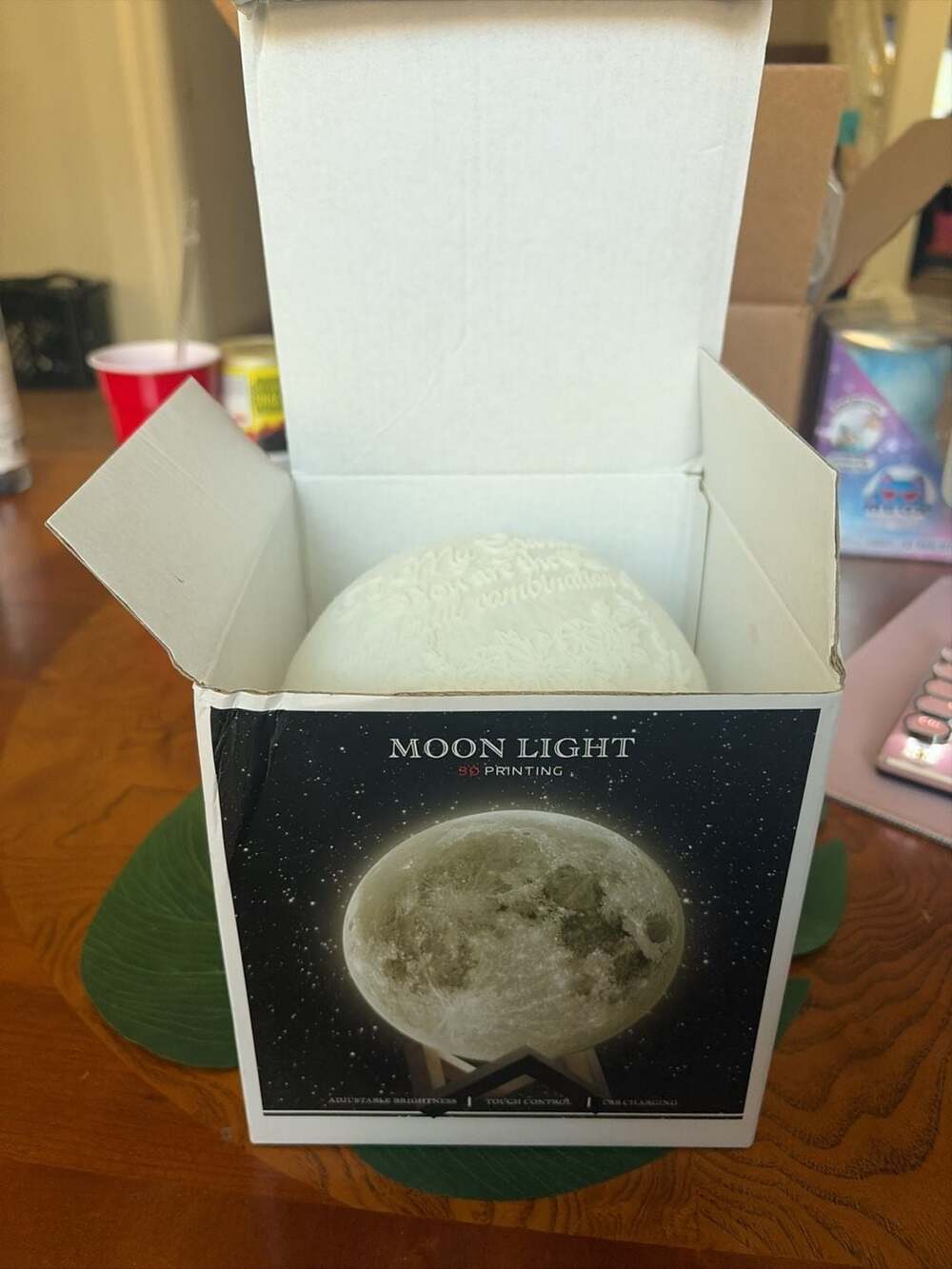 NIB Moonlight 3D Printing Desktop Nightlight Adjustable Brightness Touch Control